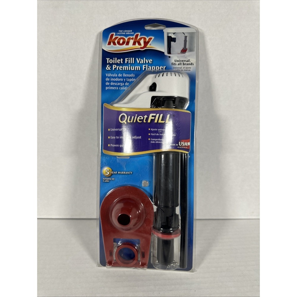 Korky QuietFILL Fill Valve and Standard 2-Inch Rubber Toilet Flapper Kit (818BP)